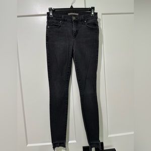 Paige Black Skinny Jeans with frayed bottoms